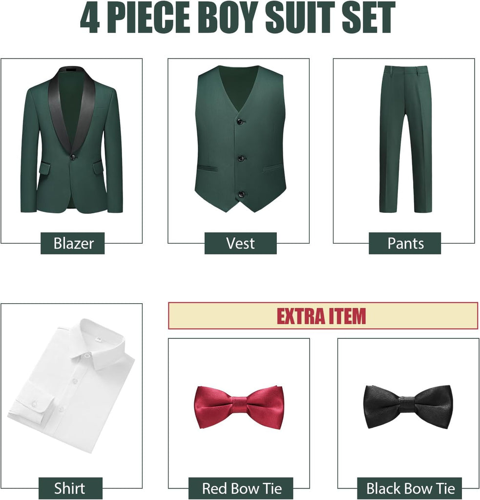 Boys Tuxedo Suit Set 6 Pcs Kid Suit for Kids Formal Outfit
