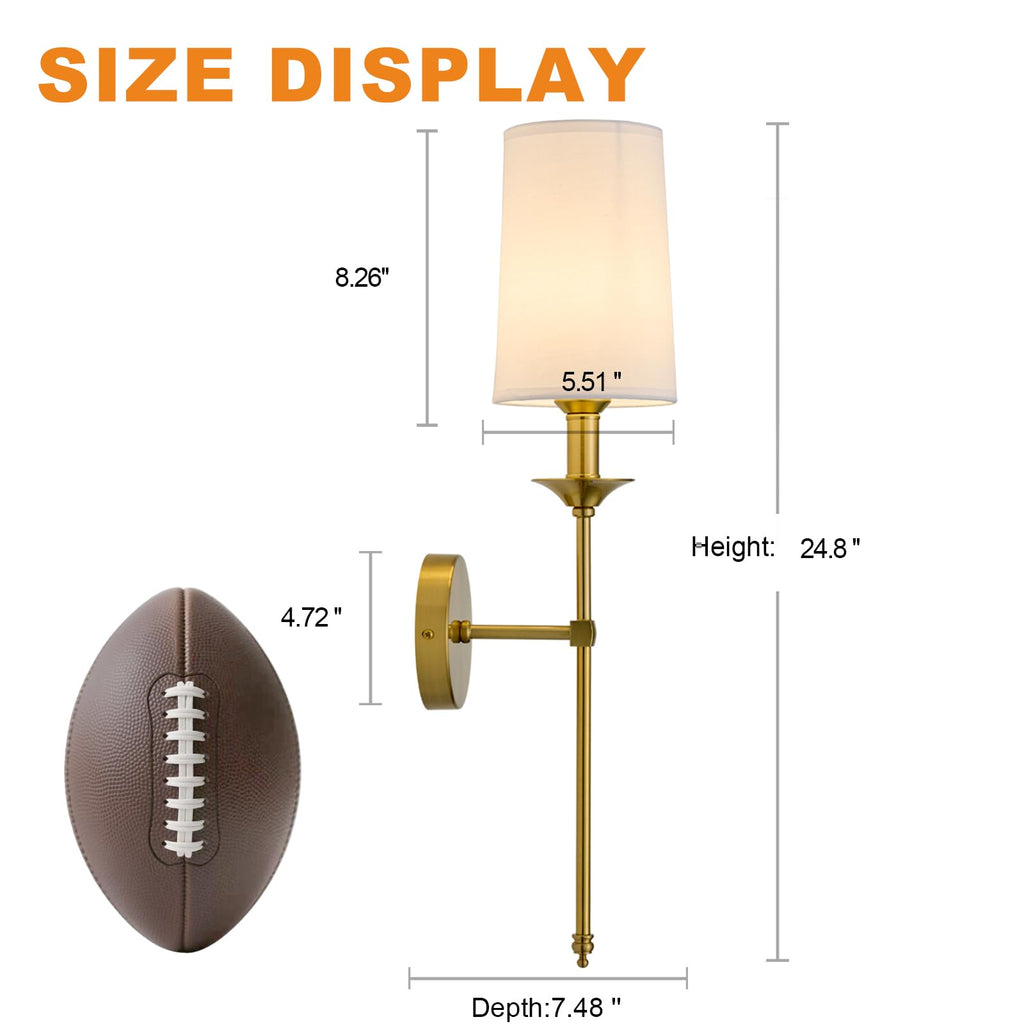 Hardwired Wall Sconces Set of 2 Candle Gold Wall Light Living Room Vanity Hallway Farmhouse Wired Bathroom Sconce
