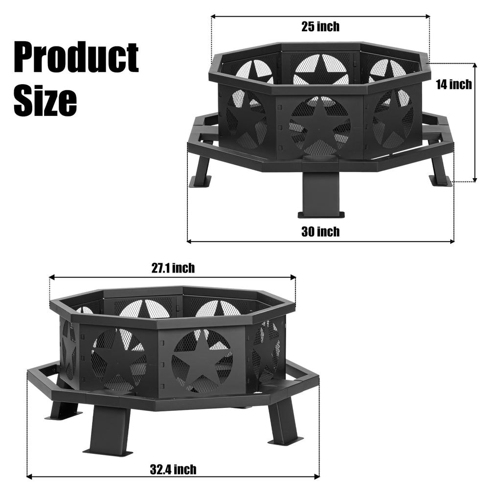 32 inch Fire Pit for Outside with Fire Poker