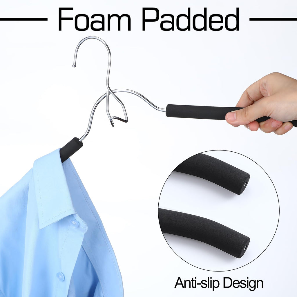 10 Pcs Foam Padded Hangers Sponge Non Slip for Women Clothes Black
