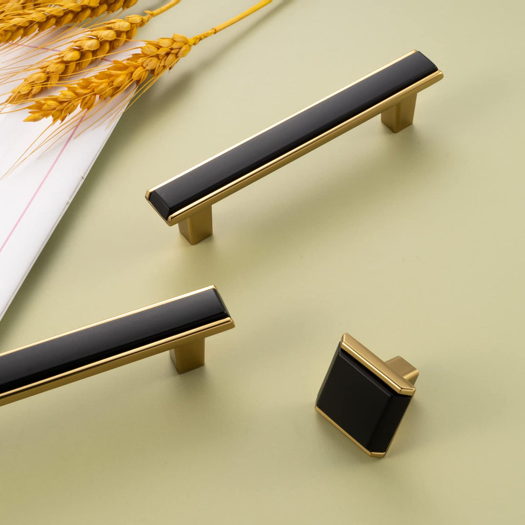 Black and Gold Cabinet Pulls Drawer Handles 6-1/4 Inch 10 Pack 2281