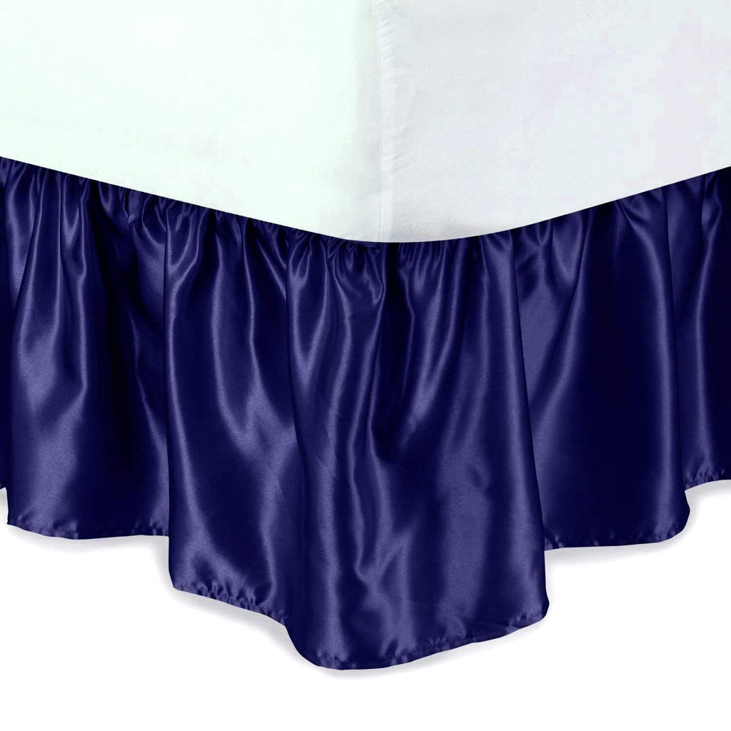 Bed Ruffle - Dust Ruffled Bed Skirt with Platform - Easy Fit with 16 Inch Tailored Drop - Luxurious Silky Sat