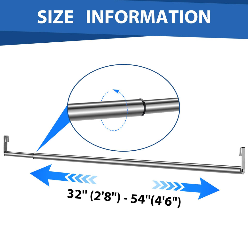 Expandable Closet hanger Rod for Wire Shelf, 32-54 Inch, Silver
