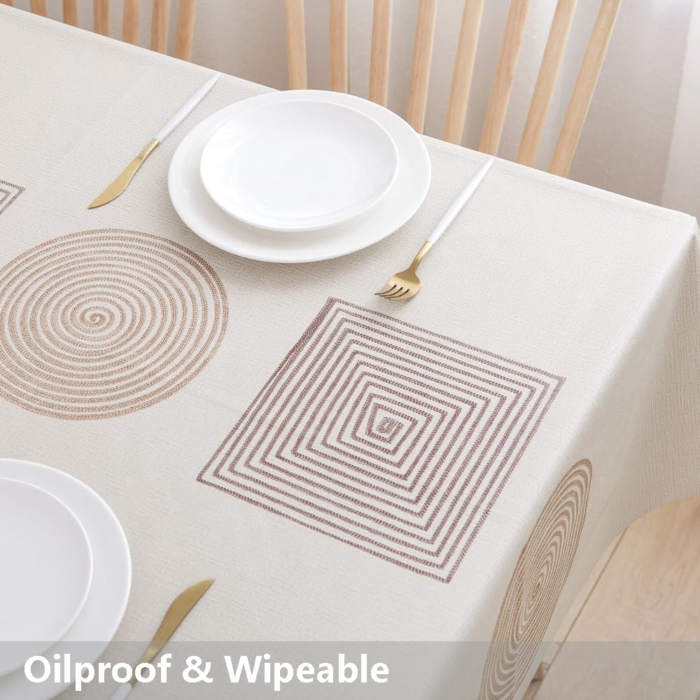 Heavy Duty Vinyl Table Cloth Plastic Table Cloth Dining Table Wipeable PVC Waterproof Tablecloth for Rectangle
