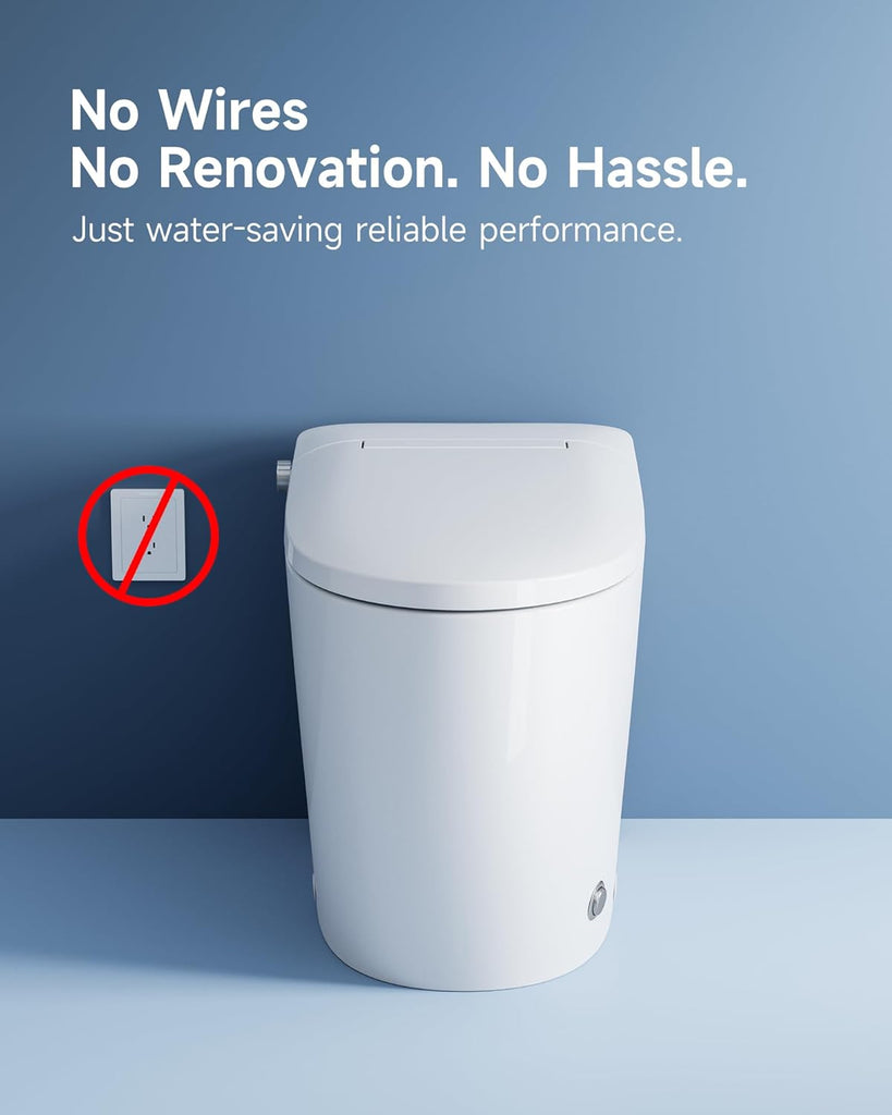HR-T30 Non-Electric Bidet Toilet, Tankless Toilet with ADA Chair Height, 1.0GPF and Powerful Flush