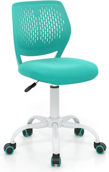 Kids Desk Chair, Armless Mesh Children Study Seat, Swivel Teen Desk Computer Chair with Adjustable Height & Lumbar