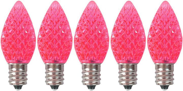 C7 Pink Faceted LED Bulbs - Pink Faceted C7 Replacement Bulbs