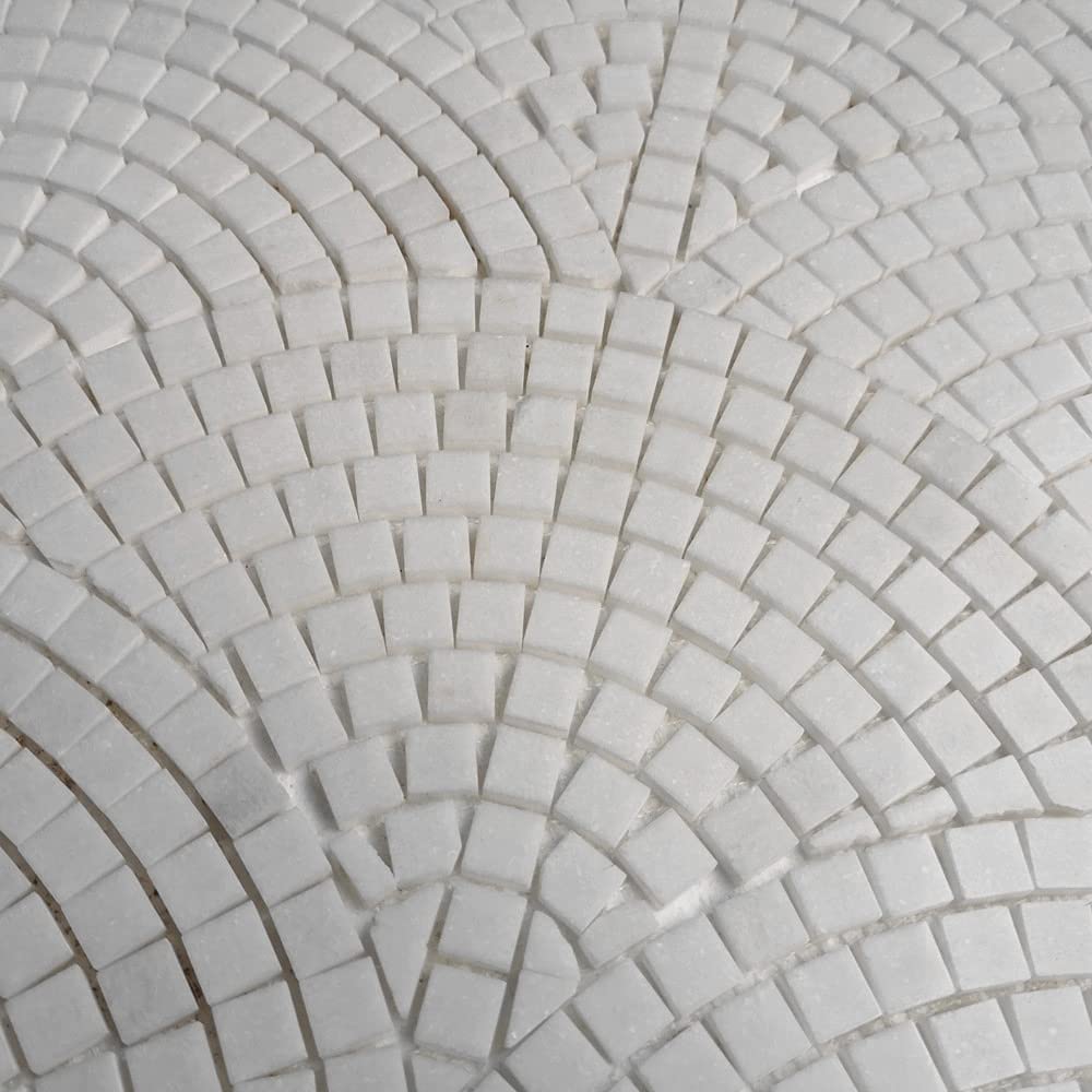 Thassos White Marble Fish Scale Scallop Fan Pattern Mini Mosaic Tile Polished Kitchen Bath Wall Floor Backsplash