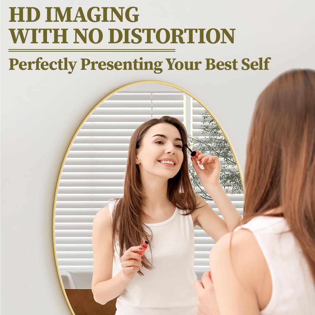 Gold Oval Bathroom Mirror, 24"x32" Oval Mirror for Wall
