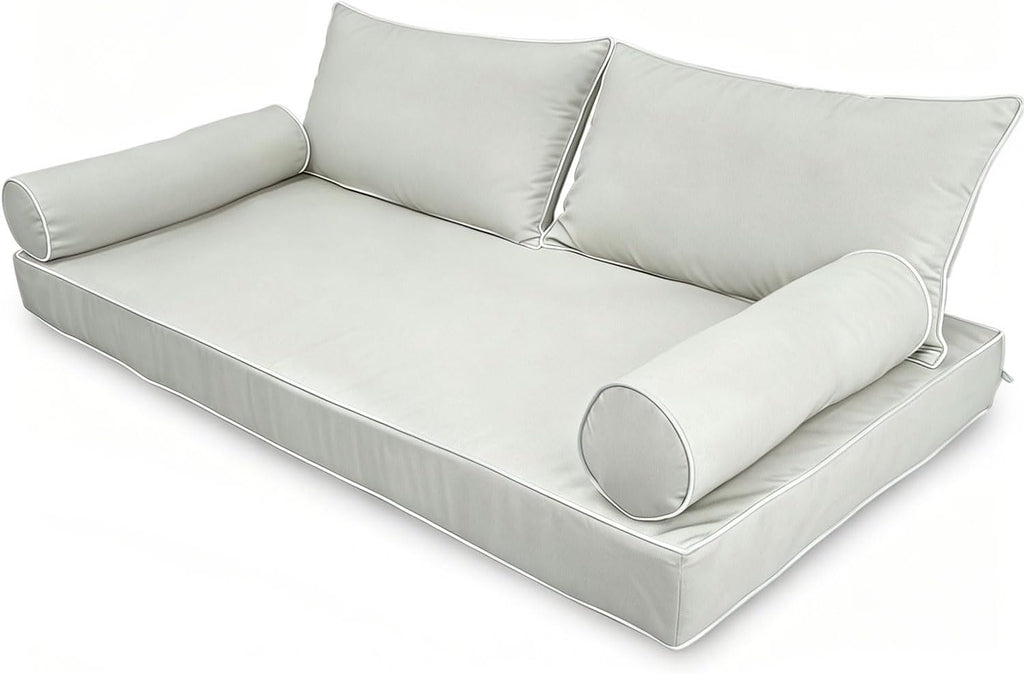 Twin Size Porch Swing Bed Mattress Cushion Cover, Light Gray | Waterproof Outdoor Twin Mattress Cover for Daybed