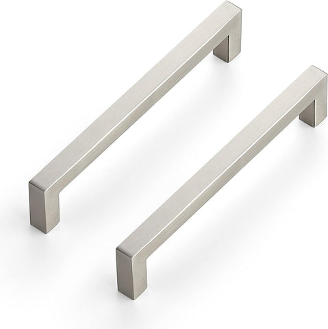 30 Pack 6-1/4 Inch Square Cabinet Handles - Brushed Nickel Pulls, Stainless Steel Drawer Pulls, Kitchen Cabinet Hardware