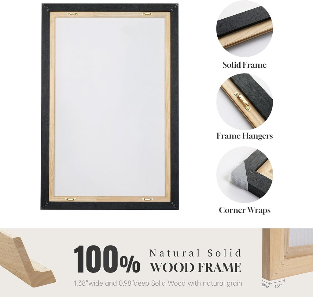 Framed Boho Neutral Abstract Wall Art, 3 Piece Canvas Prints Paintings Artwork for Walls, Large Minimalist Brown