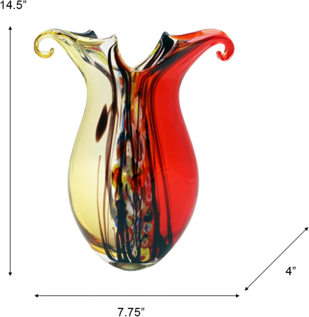 AV20360 Cecile Hand Blown Art Glass Vase, Multicolor