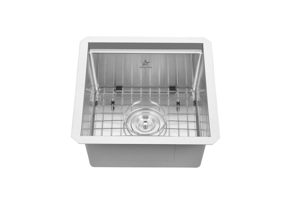 Workstation Ledge Undermount Single Bowl 304 Stainless Steel Kitchen Sink, With Grid, Cutting Board (15 x 15)