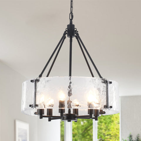 6-Light 19.69'' Dimmable Modern Drum Candle Chandelier