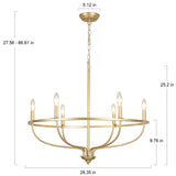 6-Light Dimmable Wagon Wheel Chandelier