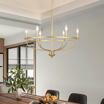 6-Light Dimmable Wagon Wheel Chandelier