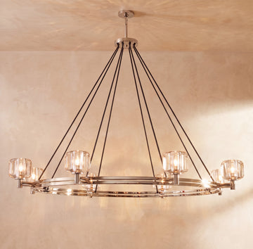 Inspired Demaret Style 60 Inch Round Crystal Chandelier Polished Nickel - Main Product View
