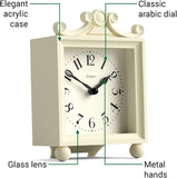 Parlour Mantel Clock - Small Classic Carriage Clock - Cream - Elegant Square Decorative case, Perfect for Mantel, Shelf, Table or Bedside