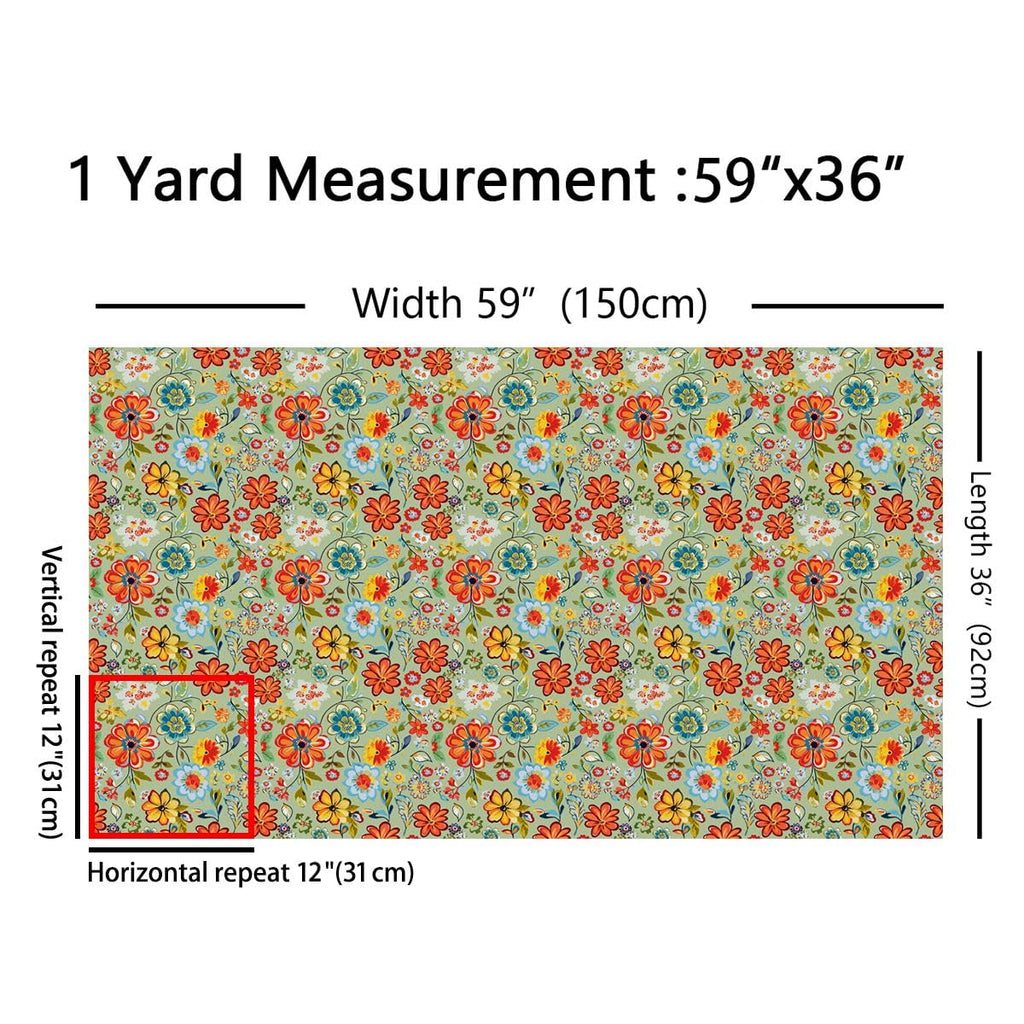 Bohemian Flowers Upholstery Polyester Fabrics Boho Fabric
