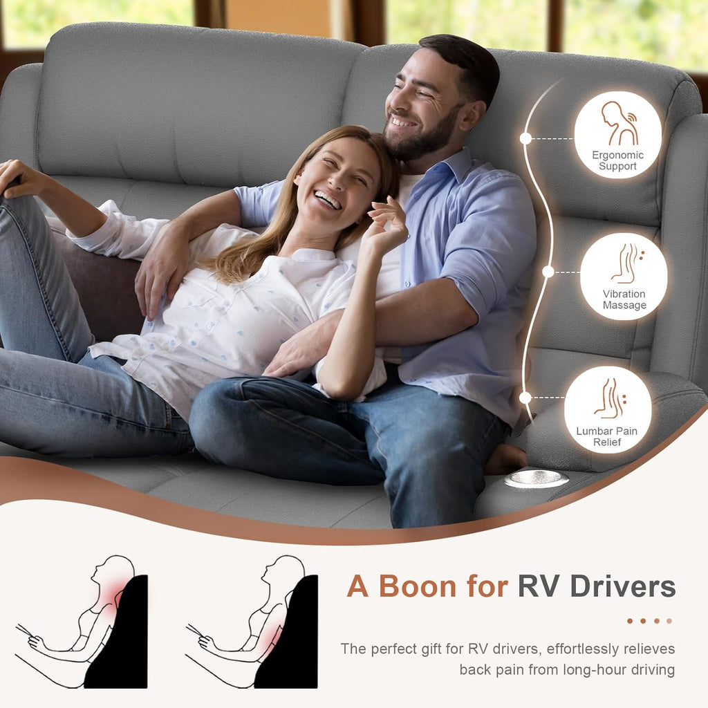 RV Loveseat Recliner Sofa, Massage Wall Hugger Recliners Couch with USB Port, Side Pockets, Cup Holders