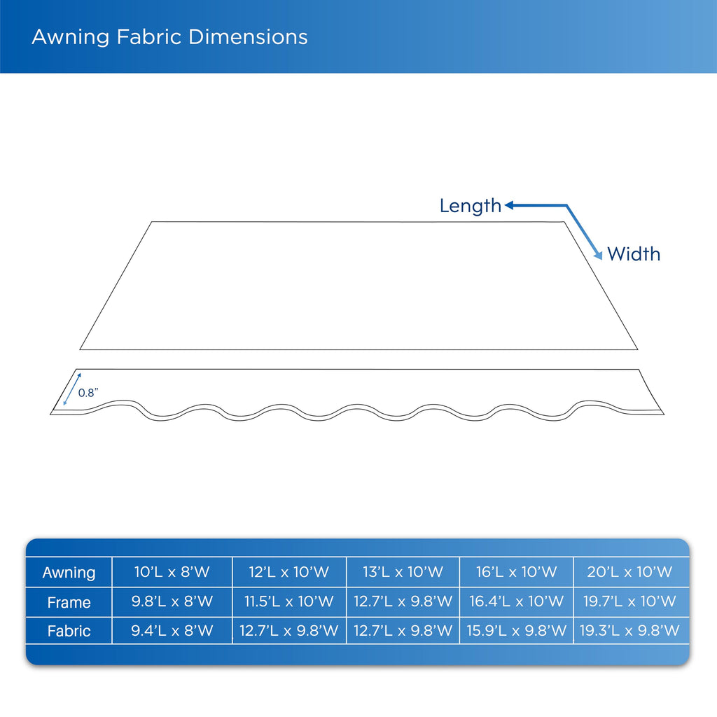Patio Awning Fabric Replacement, 12x10 Sand Beige