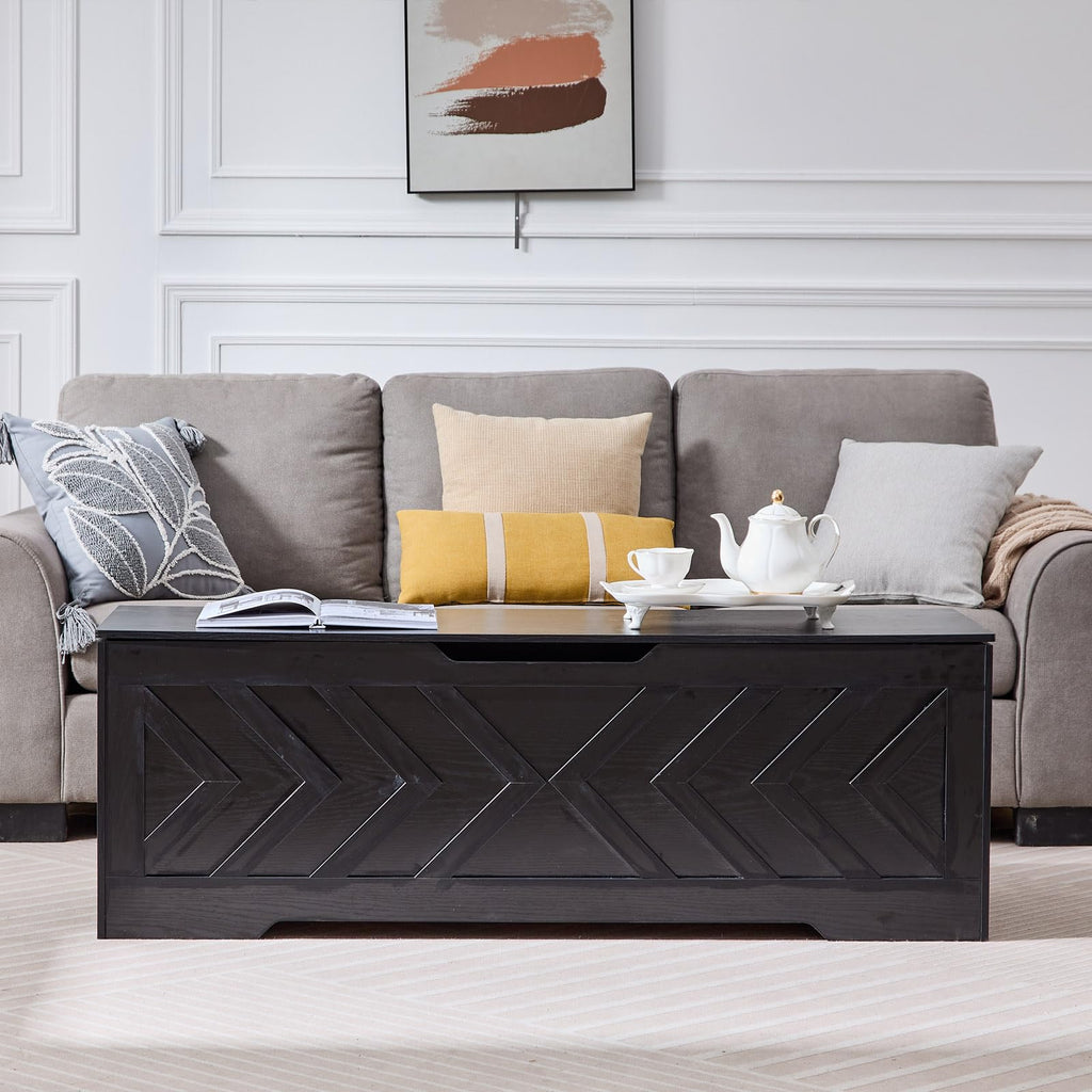 55.1" Storage Bench, Extra Large Entryway Bench with Storage, Storage Chest with 2 Safety Hinges, Blanket Storage, Shoe