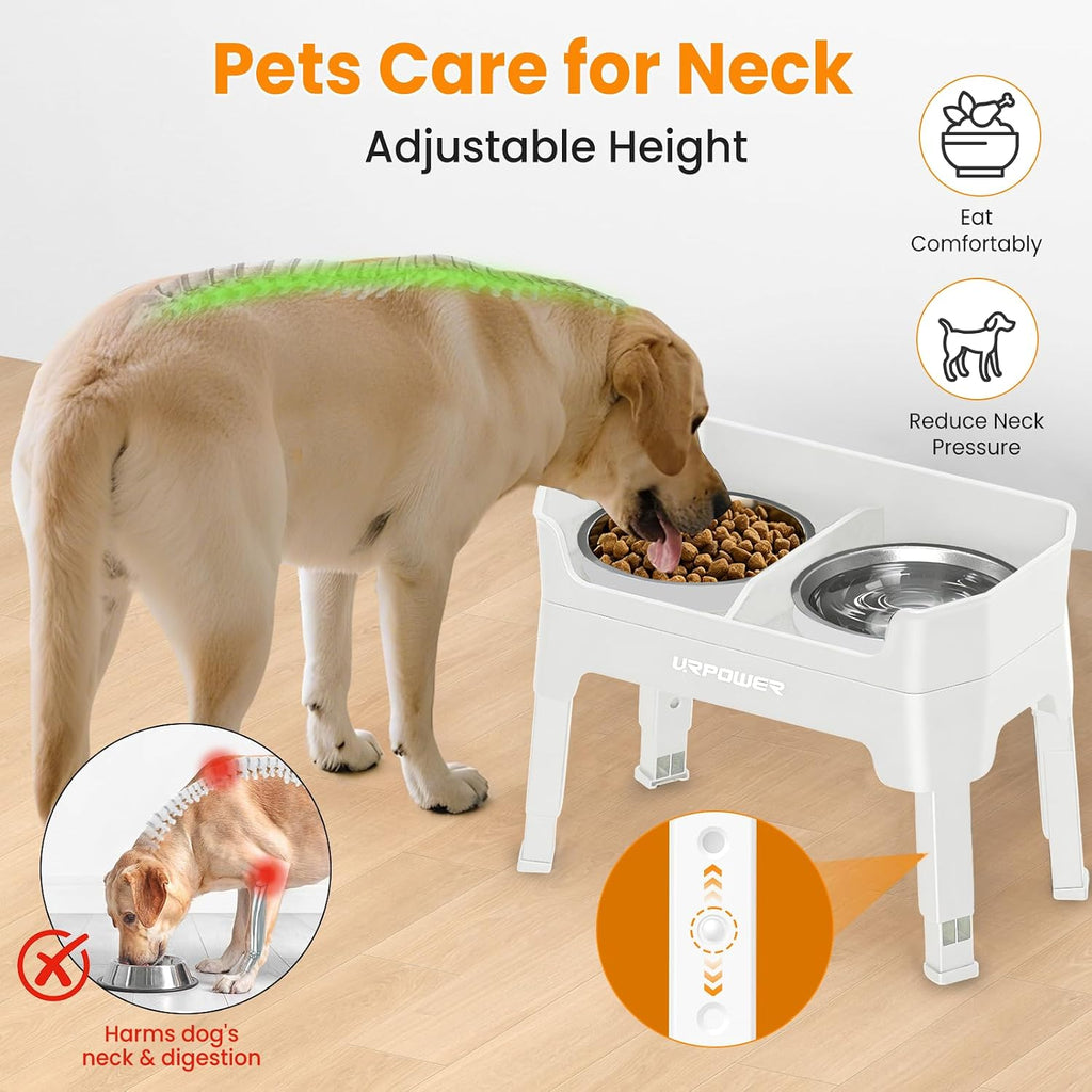 Elevated Dog Bowls, 3-in-1 Double Deck Raised Dog Bowl Stand