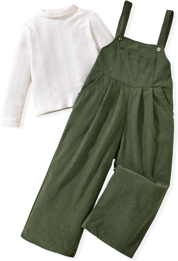 Toddler Girl Corduroy Overall Jumpsuit 2 Pieces Outfits 2-7 Years