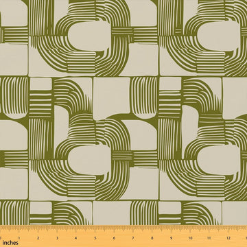 Boho Ethnic Upholstery Fabric 2 Yards Geometric Stripes Waterproof Outdoor Fabrics Olive Green Bohemian Striped