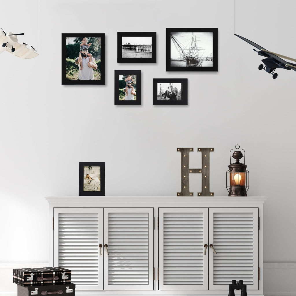 4x6 Picture Frame Set of 4, High Definition Glass Black Picture Frame, 4 x 6 Wood Photo Frames for Horizontal or