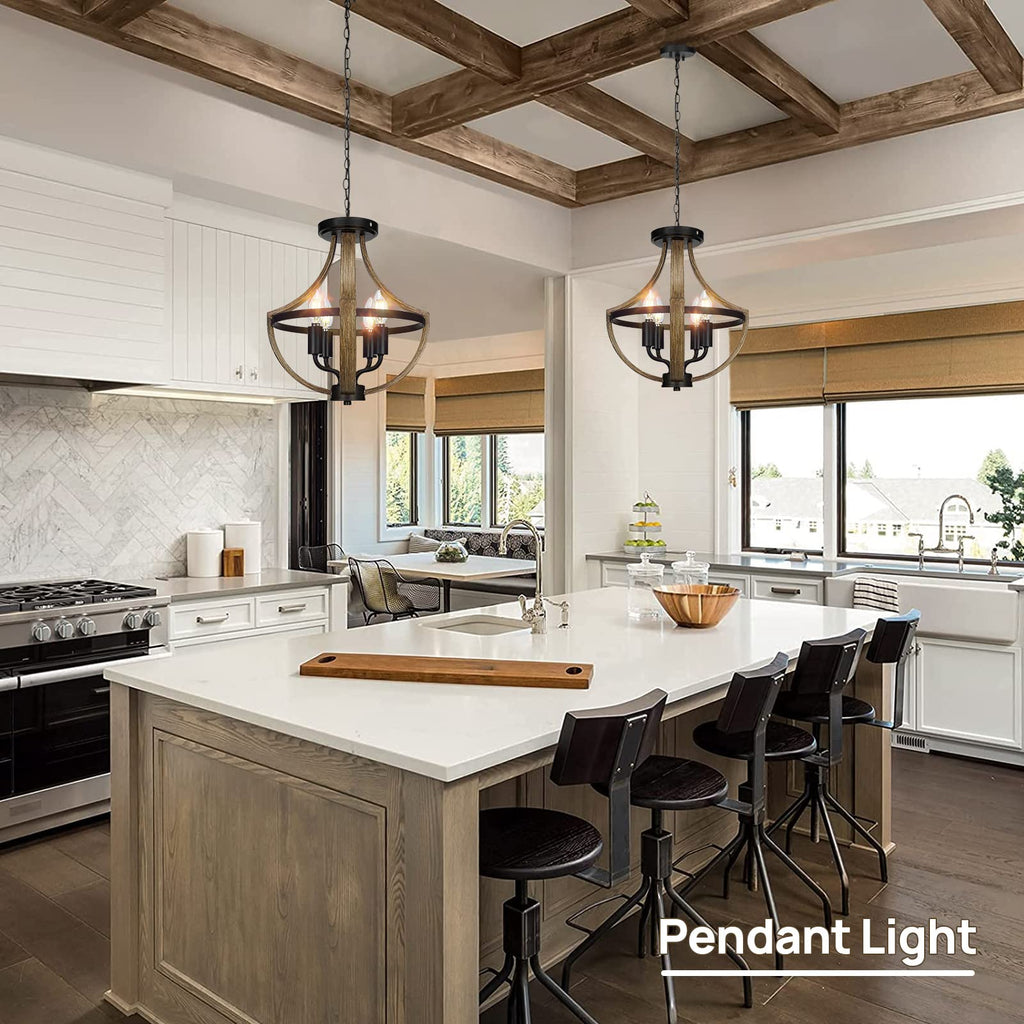 13.1" Modern Farmhouse Hanging Pendant Lighting, 4-Light Rustic Interior Flush Mount Ceiling Light Fixture, Vintage