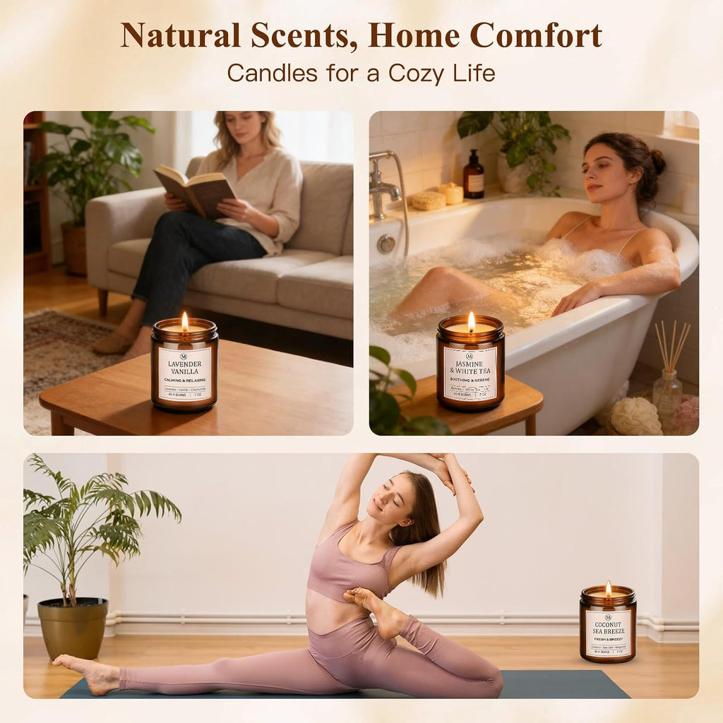 Scented Candles, 6-Pack Soy Candle Gift Set, Up to 300 Hours - Set of 6