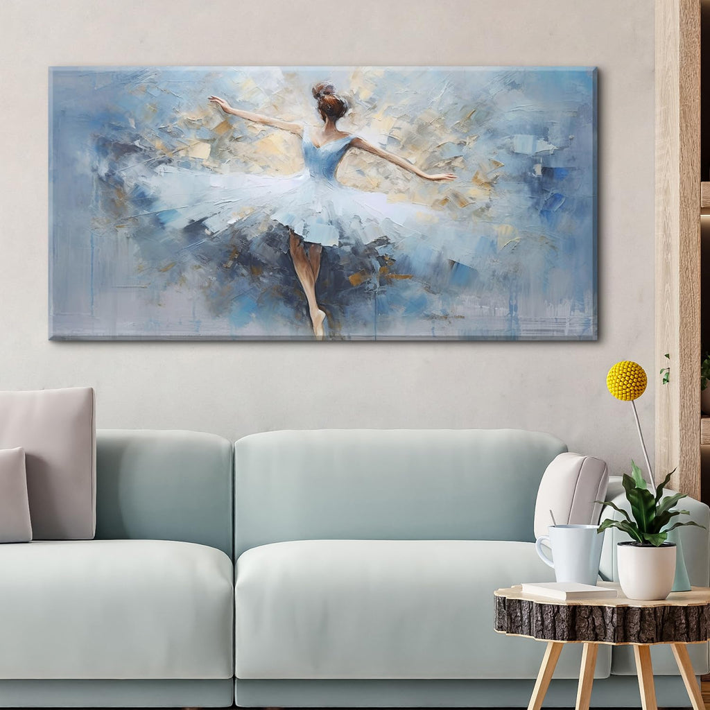 Abstract Ballet Dancer Canvas Wall Art White Ballet Girl Dancer Wall Decor Beautiful Dancing Ballerina Print