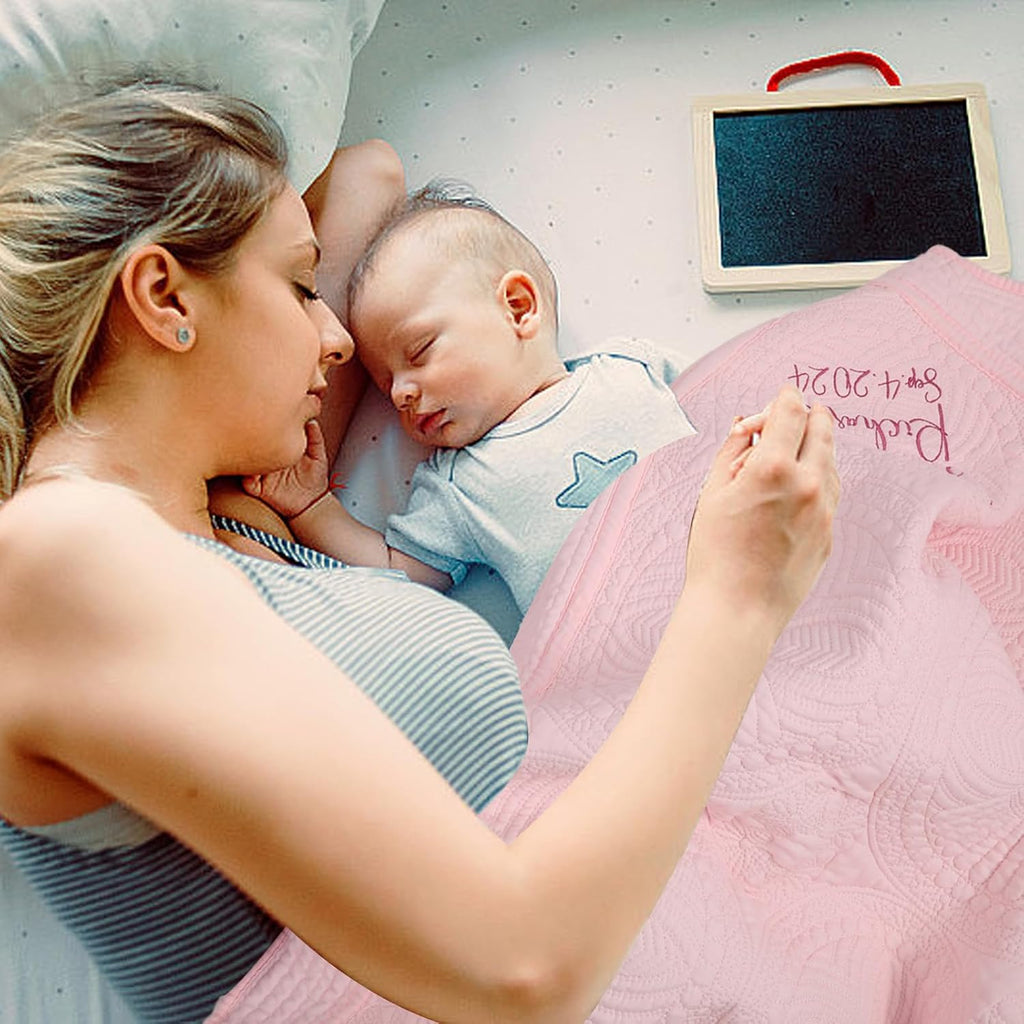 Personalized Lightweight Blanket Quilt Cotton, Custom Embroidered Embossed Chunky Knit Baby Blanket with Name,40 *