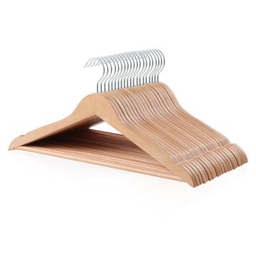 Wood Suit Clothes Hangers for Closet Organizer, Natural, 20-Pack