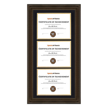 14x29 Triple Diploma Frame Holds Three 8.5x11, 3-Certificate/Degree Frame