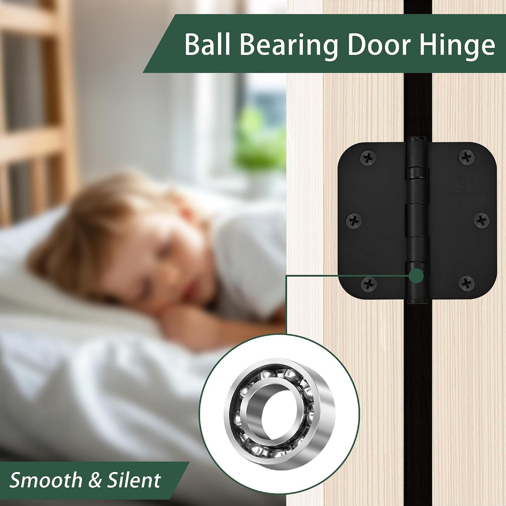 304 Stainless Steel 3 1/2 Inch Hinges 5/8 Radius Corners 3.5'' Ball Bearing Matte Black Door Hinges Exterior Door-3