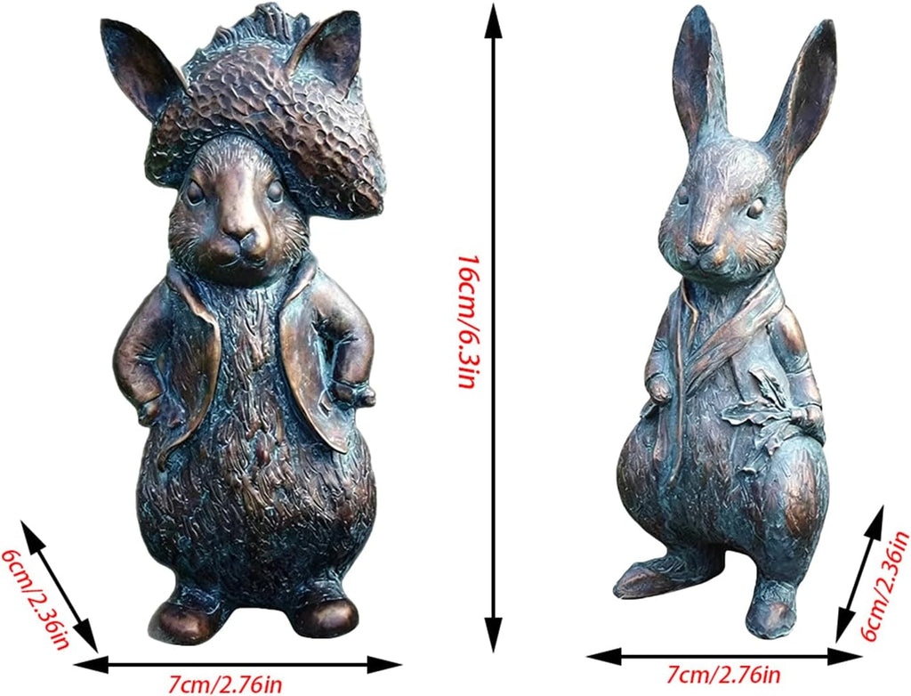 4-Piece Faux Bronze Resin Animal Statue Set Garden Decor Gift | Ideal gift set for garden lovers, housewarming