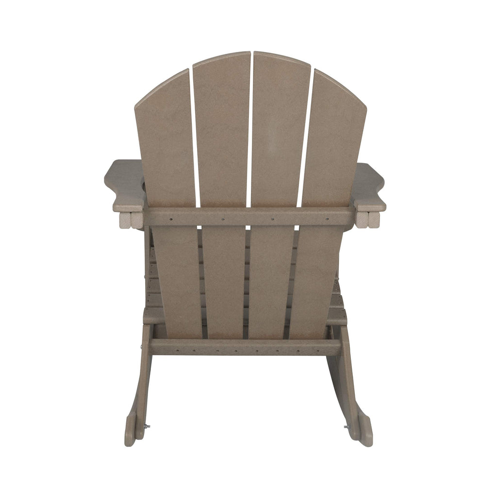 WO Home Furniture Patio Rocking Chair Set of 4 PCS Classic Outdoor HDPE UV Weather Resistant (Weathered Wood)