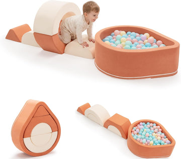 Toddler Climbing Toys with Ball Pit, Piece Baby Foam Climbing Blocks, Indoor Soft Play Set for Crawling, Climbing