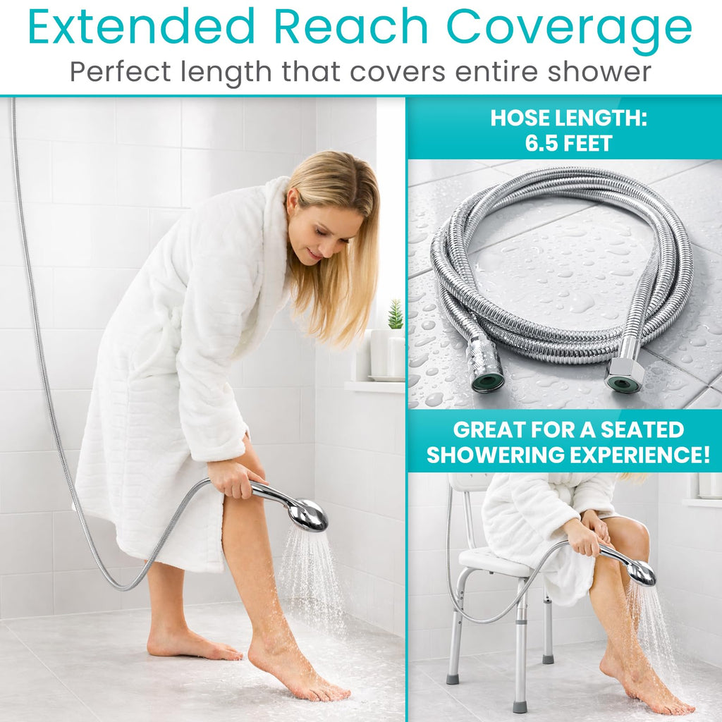 High Pressure Handheld Shower Head - Hand Held Showerhead with 6.5 ft