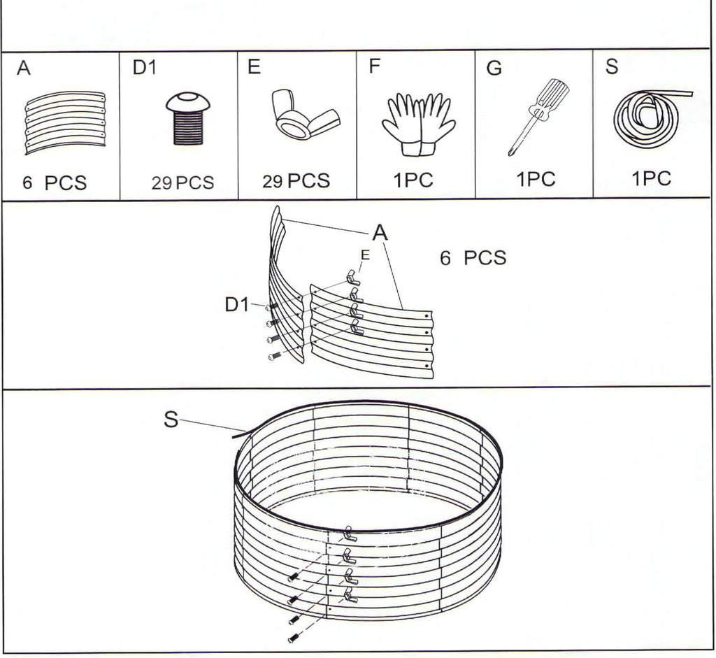 Raised Garden Bed, Metal Planter Box, Oval Shape, Outdoor Planting Flower Herb Vegetable Box (3 PCS of 2x2x1 ft