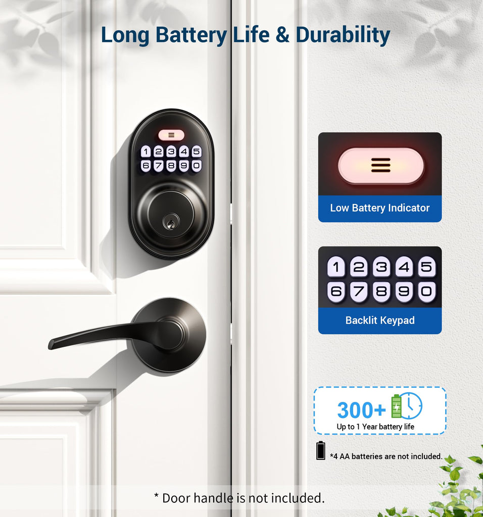 RZ-A Electronic Keypad Deadbolt Door Lock, Matte Black