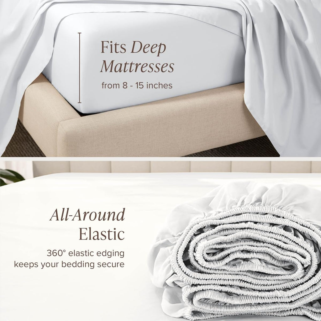 100% Organic Cotton Sateen Sheet Set (, White)