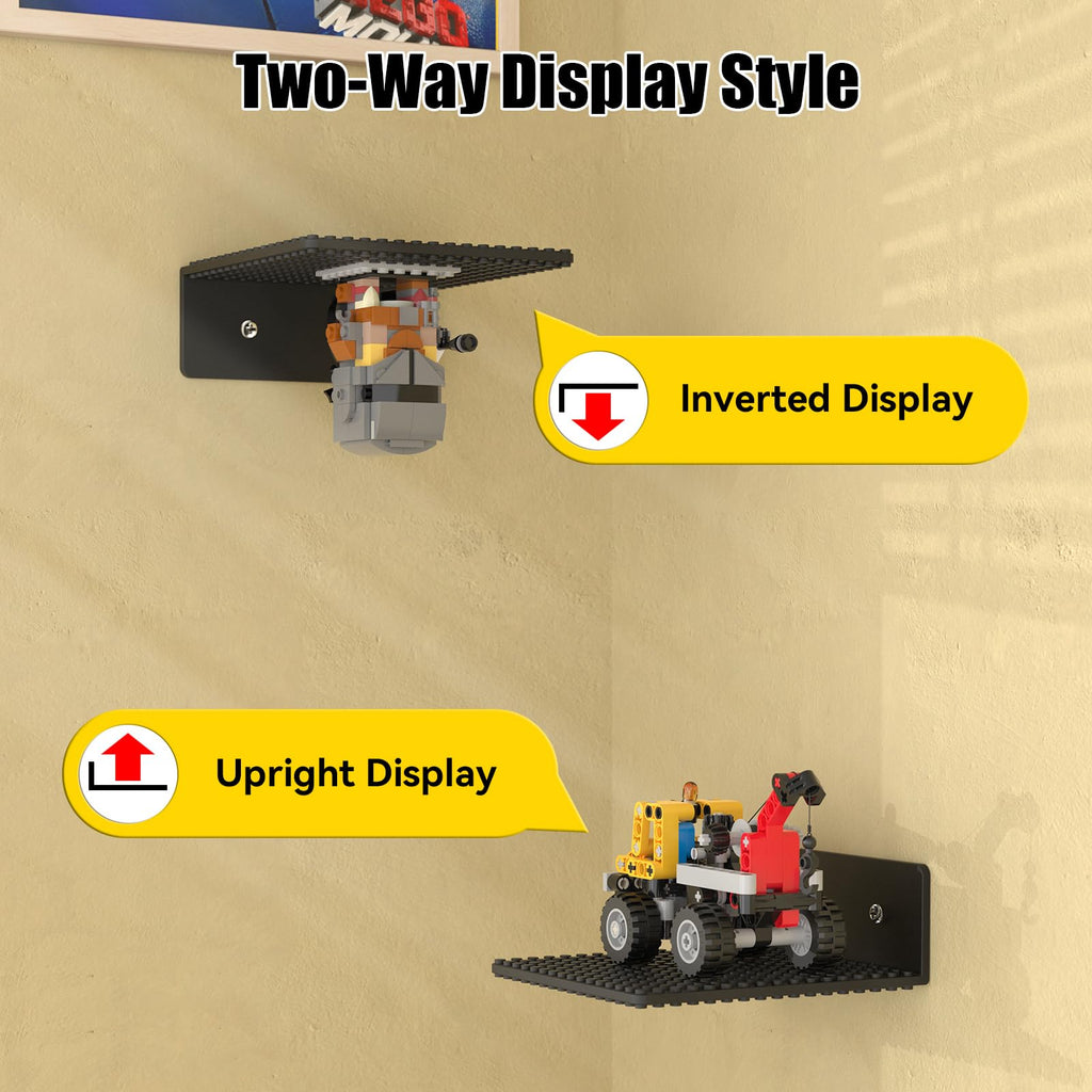 9Pack Floating Shelves for Wall Compatible with Lego Bricks, Black