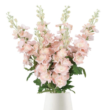 6PCS Champagne Artificial Flowers Real Touch Larkspur Silk Flowers Long Stem Artificial Flowers for Tall Vase Wedding