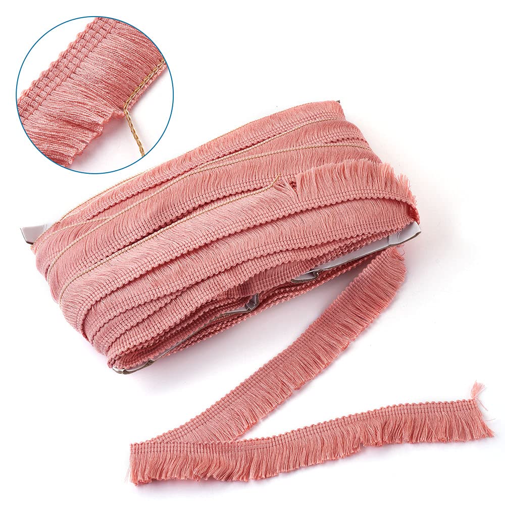 MegaPet Light Salmon Polyester Fringe Tassel Lace Trim 1 Inch x 27 Yards Chainette Fringe Fibre Trim for Sewing