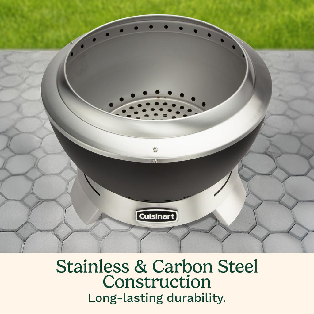 19.5" Cleanburn Smokeless Fire Pit with Removable Base for Ash, Portable Wood Burning Outdoor Fireplace, Stainless