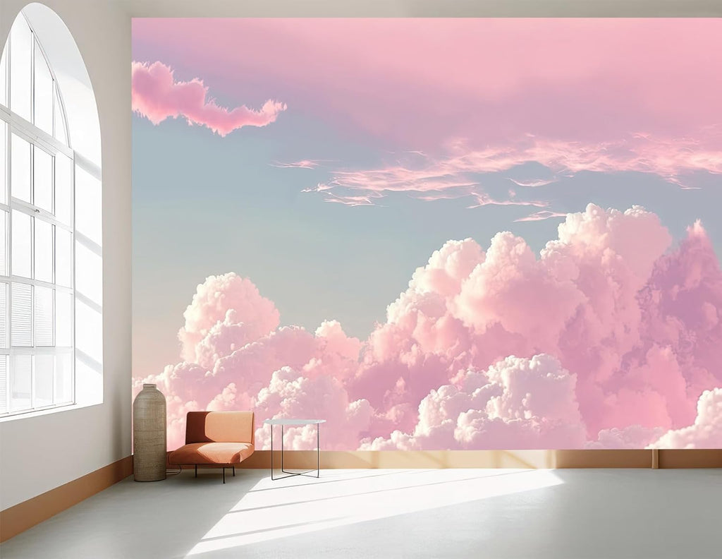 3D Pink Cloud Peel and Stick Wallpaper wall Mural Girl Kid's Room ZY08 M
